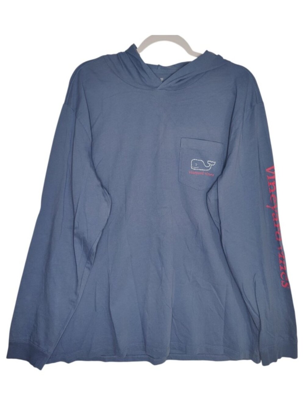 Vineyard Vines Long Sleeve Whale Pocket Hooded T-Shirt Hoodie Mens XL Blue EUC